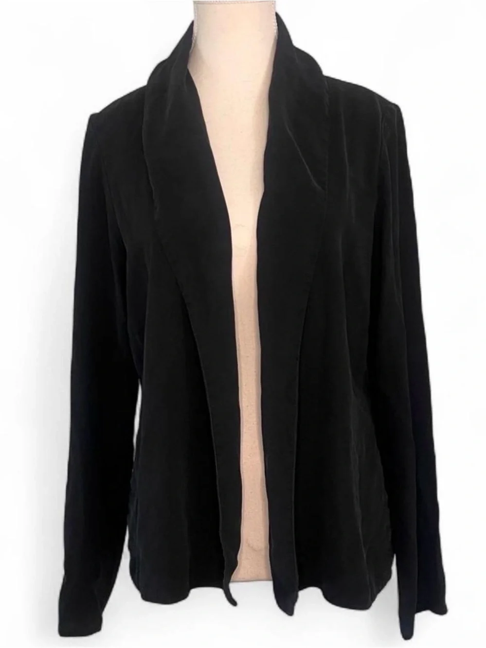 Eileen Fisher Black‎ 100% Silk Open Front Cardigan Jacket M